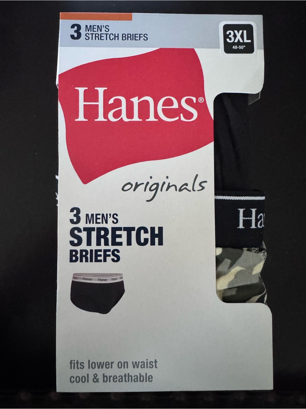 Hanes Men's Briefs 3-Pack in Black, Camo & Gray Cool & Breathable Pick Size